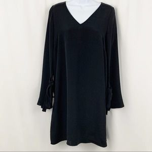 Cuyana 100% Silk Black Bell Sleeve Dress S